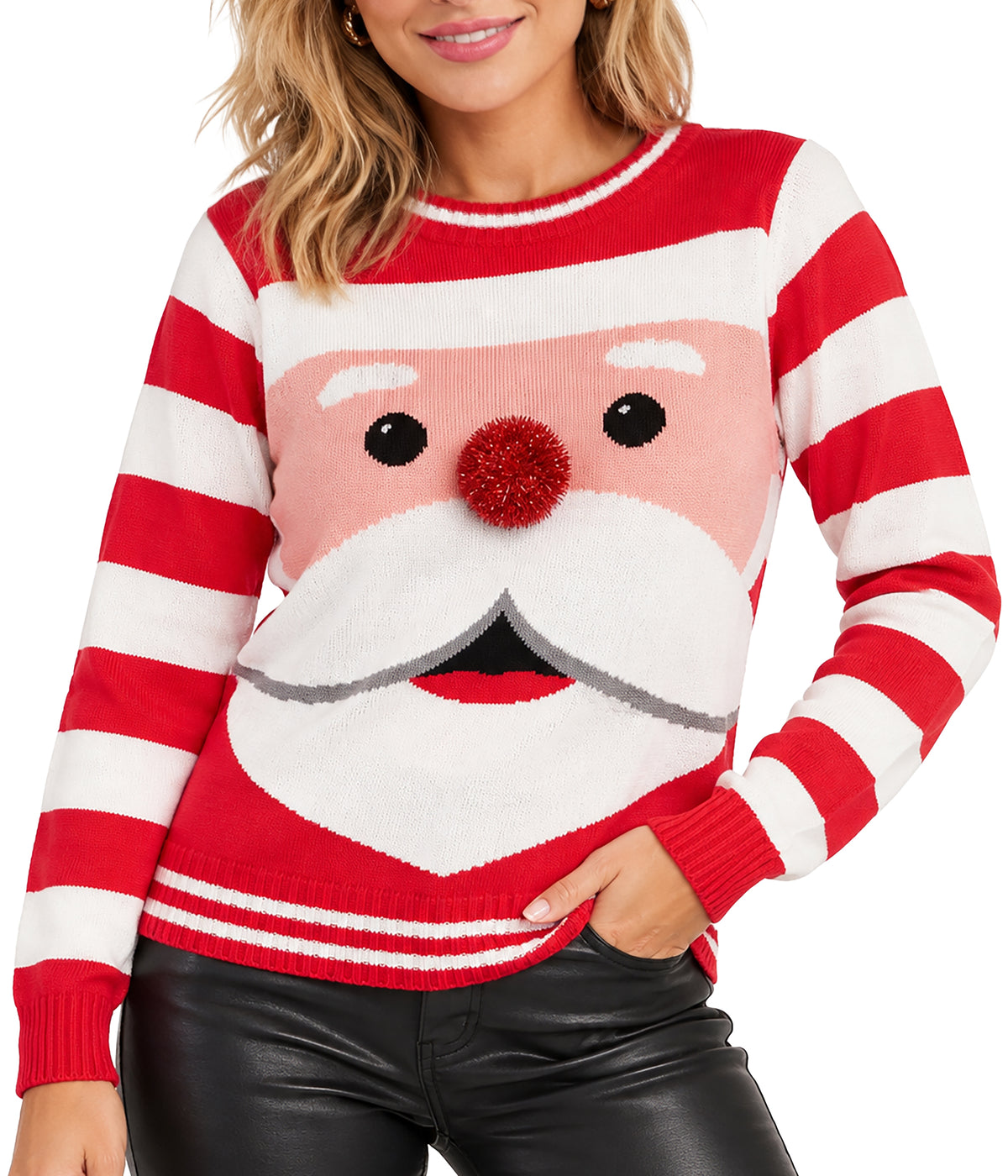 Women's Santa's Close Up Ugly Christmas Sweater