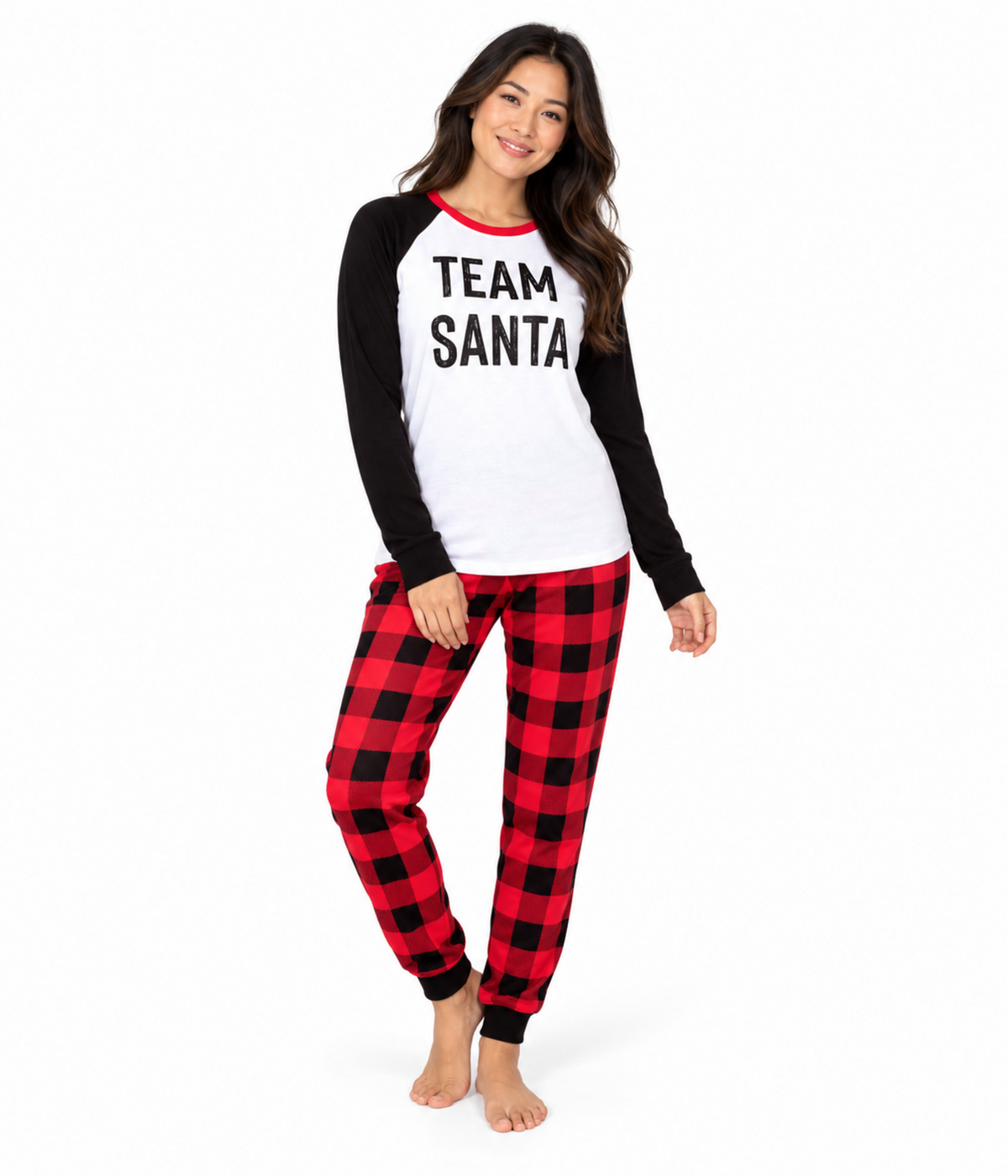 Women's Team Santa Crew Neck Pajama Set Primary Image
