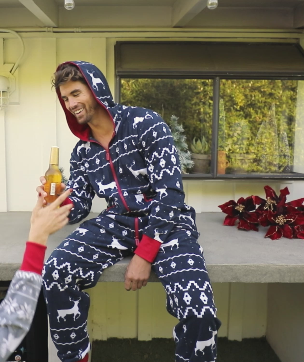 Men's Black and Red Fair Isle Jumpsuit Image 7