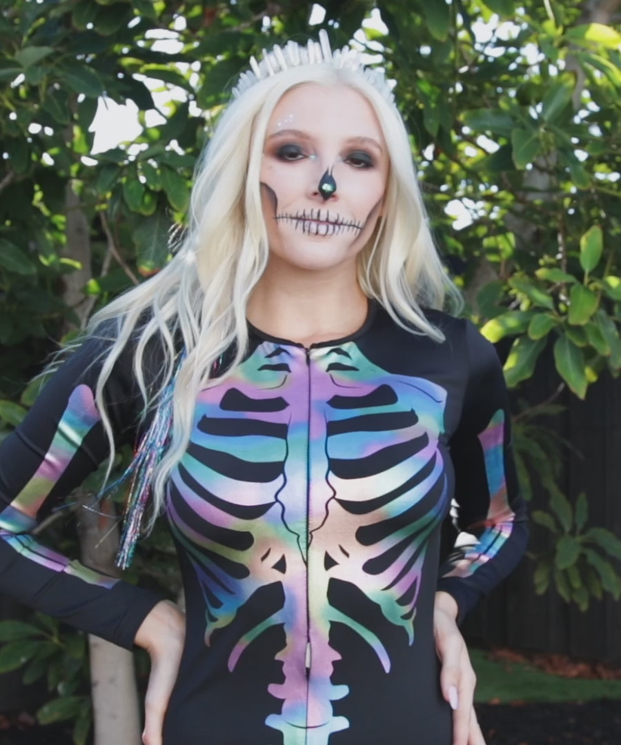 Iridescent Skeleton Bodysuit Costume Image 4