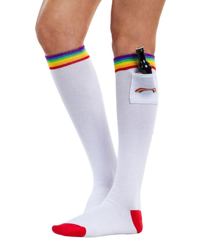 White Rainbow Socks with Pocket (Fits Sizes 6-11W) Image 4