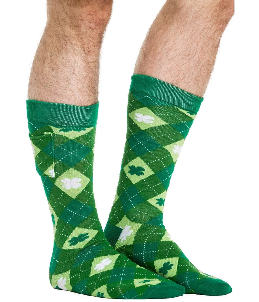Men's Argyle Clover Socks with Pockets (Fits Sizes 8-11M)