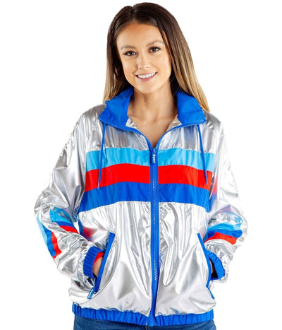 Women's Natural Light Metallic Windbreaker Jacket Image 4
