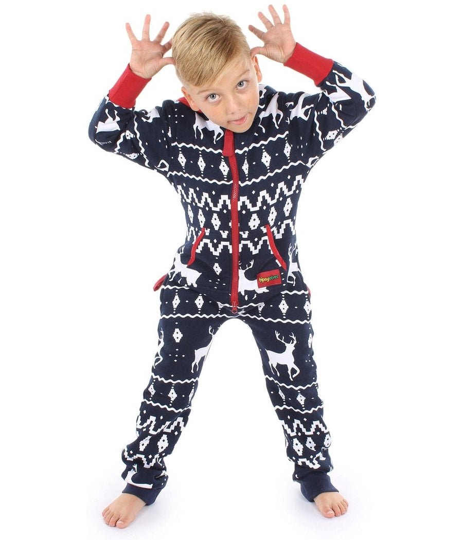 Boy's / Girl's Blue Fair Isle Reindeer Jumpsuit Image 4