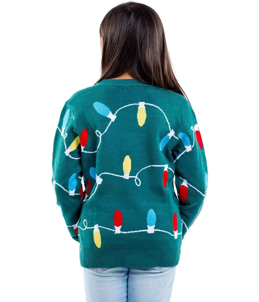 Boy's / Girl's Green Christmas Lights Ugly Christmas Sweater Image 2