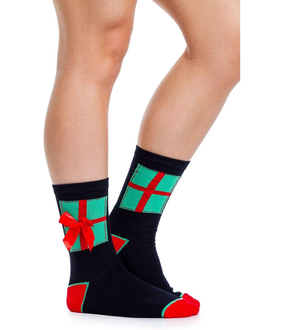 Women's Black Present Socks (Fits Sizes 6-11W)