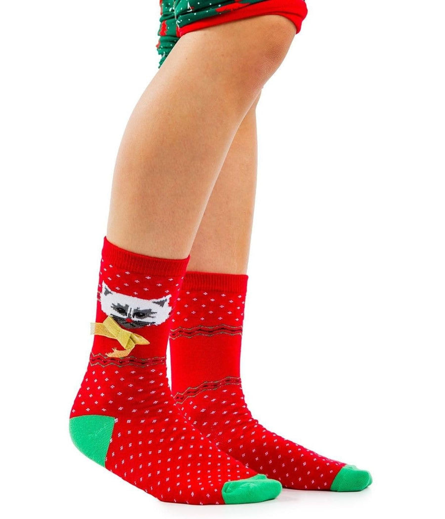 Women's Meowy X-mas Socks (Fits Sizes 6-11W)
