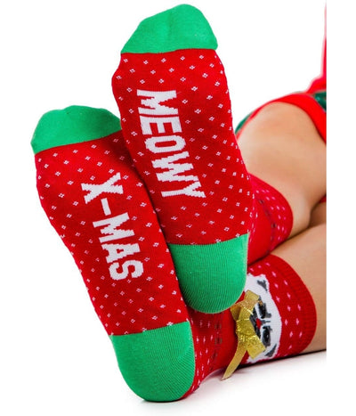 Women's Meowy X-mas Socks (Fits Sizes 6-11W) Image 3