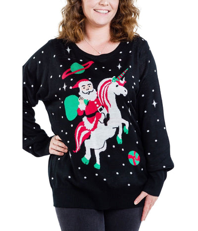 Women's Santa Unicorn Ugly Christmas Sweater Image 3