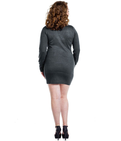 Women's Sequined Snowflake Plus Size Sweater Dress Image 3