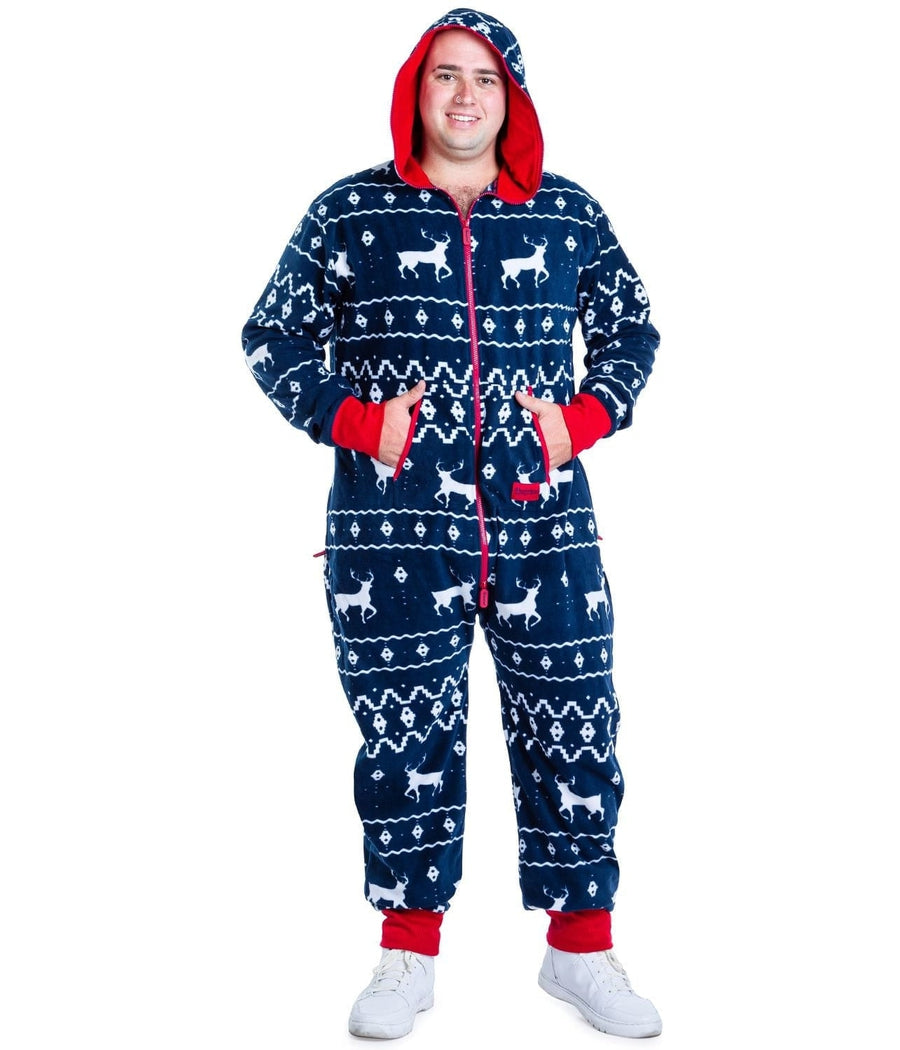 Men's Blue Reindeer Big and Tall Jumpsuit Image 3