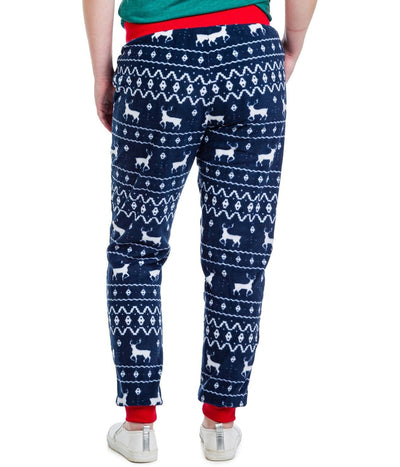 Women's Blue Reindeer Jogger Sweatpants Image 2