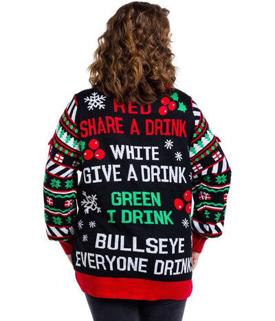 Women's Drinking Game Plus Size Ugly Christmas Sweater Image 2::Women's Drinking Game Plus Size Ugly Christmas Sweater