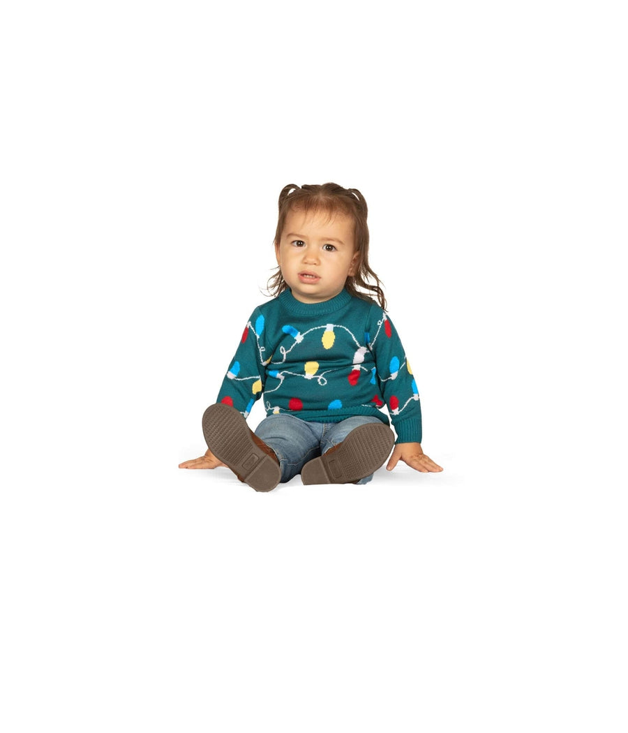 Baby Girl's Green Christmas Lights Sweater Image 2