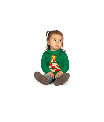 Baby Girl's Pizza Tree Ugly Christmas Sweater Image 2