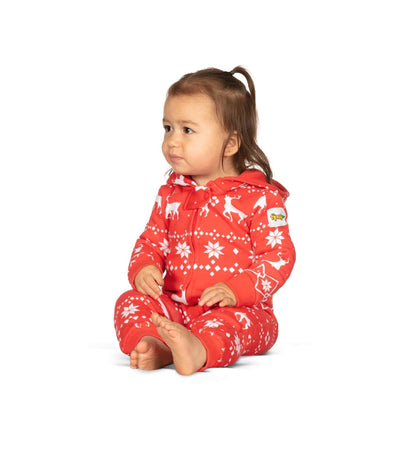 Baby Girl's Red Fair Isle Jumpsuit