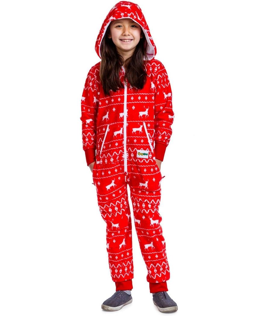 Boy's / Girl's Red Fair Isle Jumpsuit Image 3