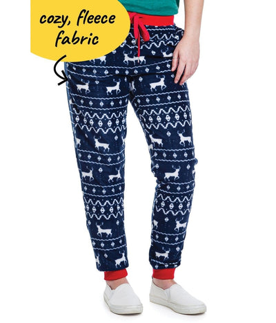 Women's Blue Reindeer Jogger Sweatpants