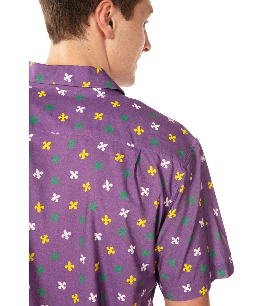 Men's Purple Fleur De Lis Button Down Shirt Image 5