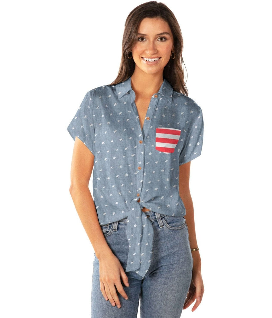 Women's American Pride Tie-Front Shirt