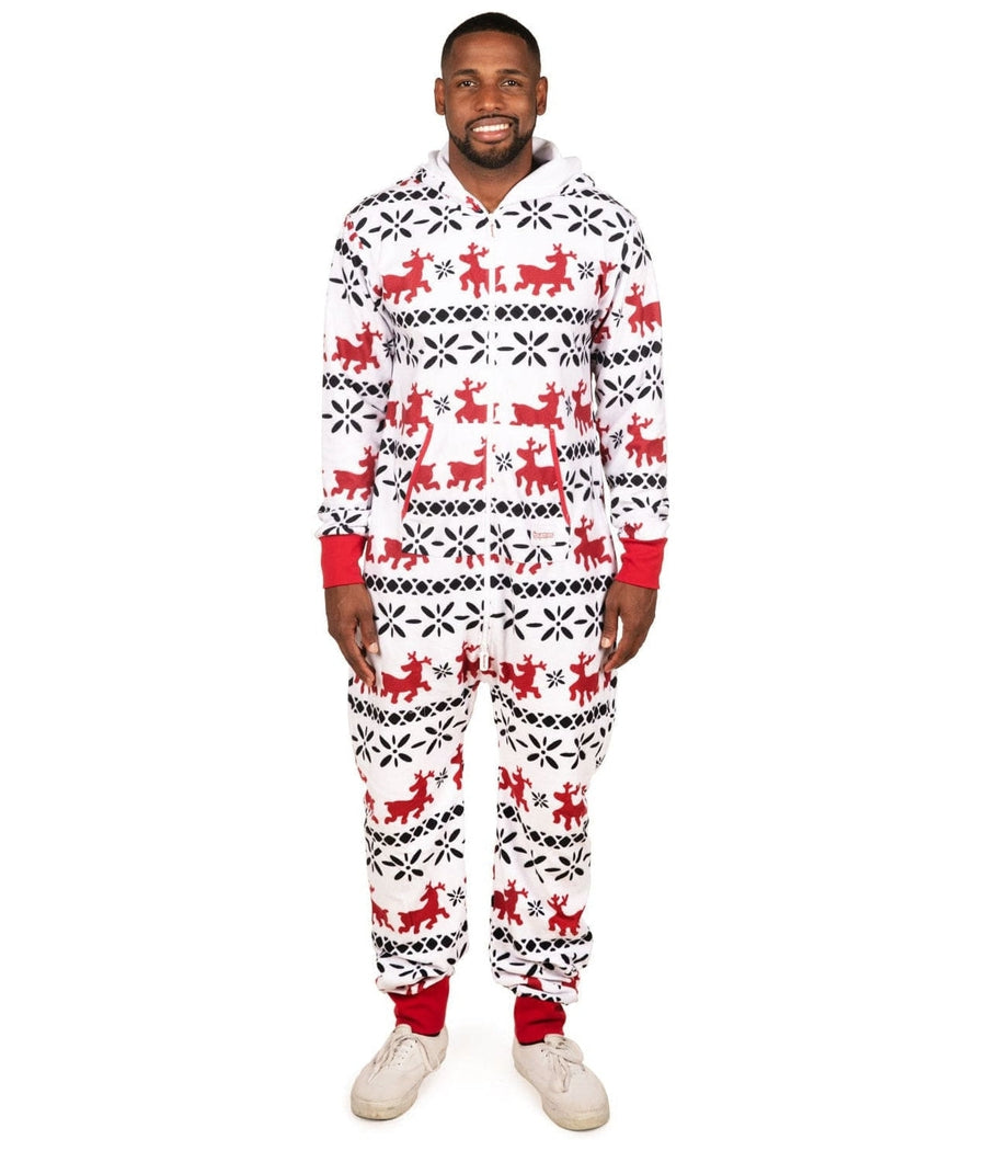 Men's Red and White Reindeer Jumpsuit