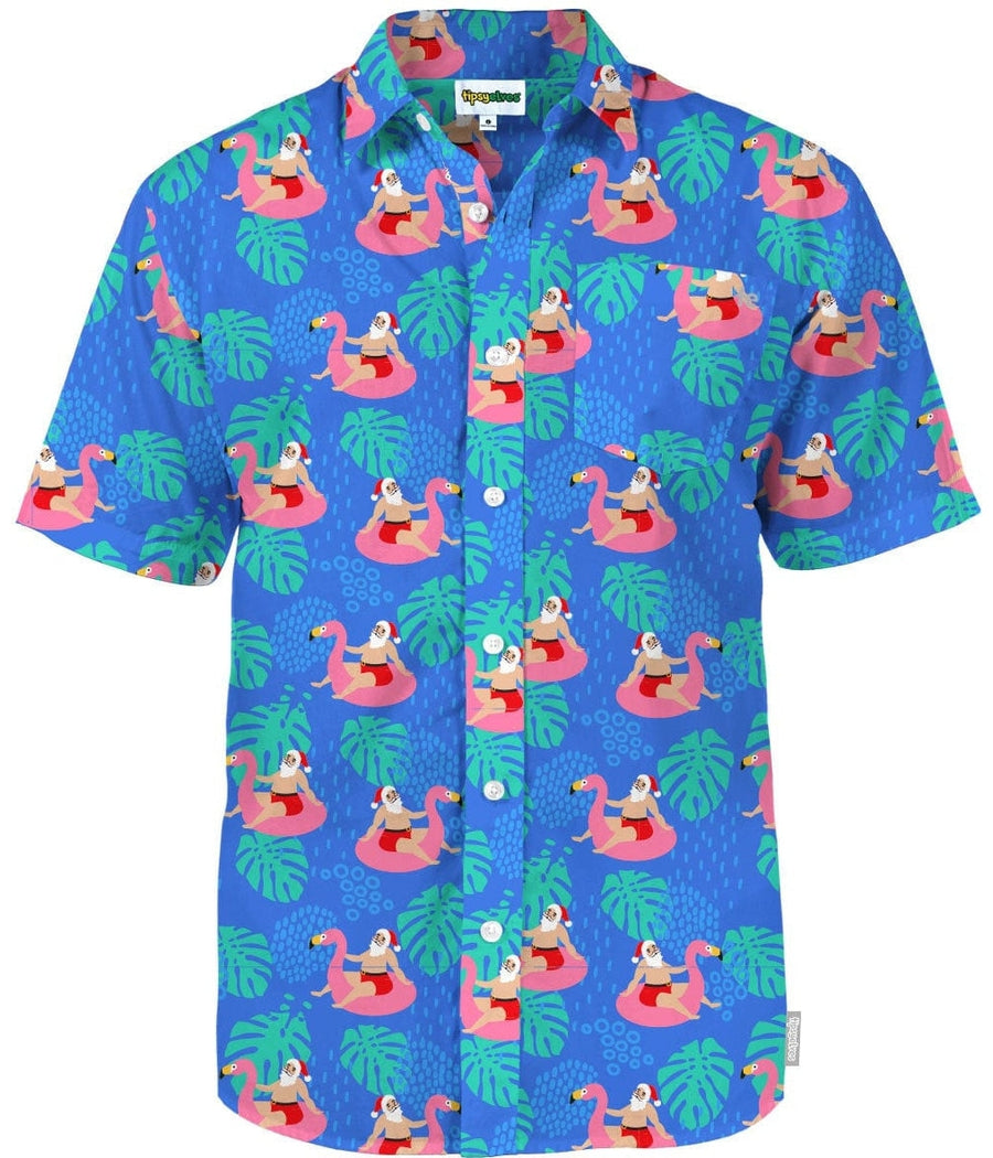 Men's Santa Pool Party Button Down Shirt