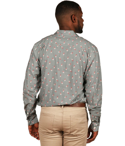 Men's Grey Snowman Long-Sleeve Button Down Shirt Image 2