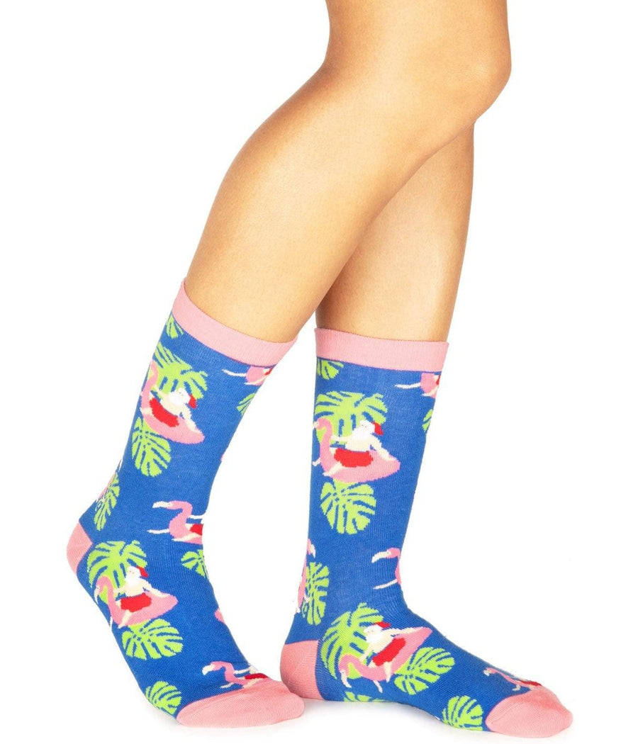 Women's Santa Pool Party Socks (Fits Sizes 6-11W)