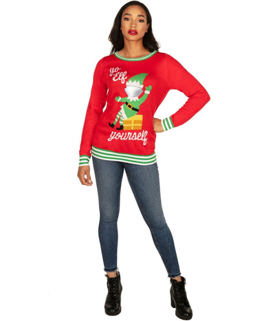 Women's Boats & HO HO Hos Ugly Christmas Sweater | Fun & Ugly X-mas Sweater | Lightweight, Warm, & Soft to The Touch | Navy | Tipsy Elves