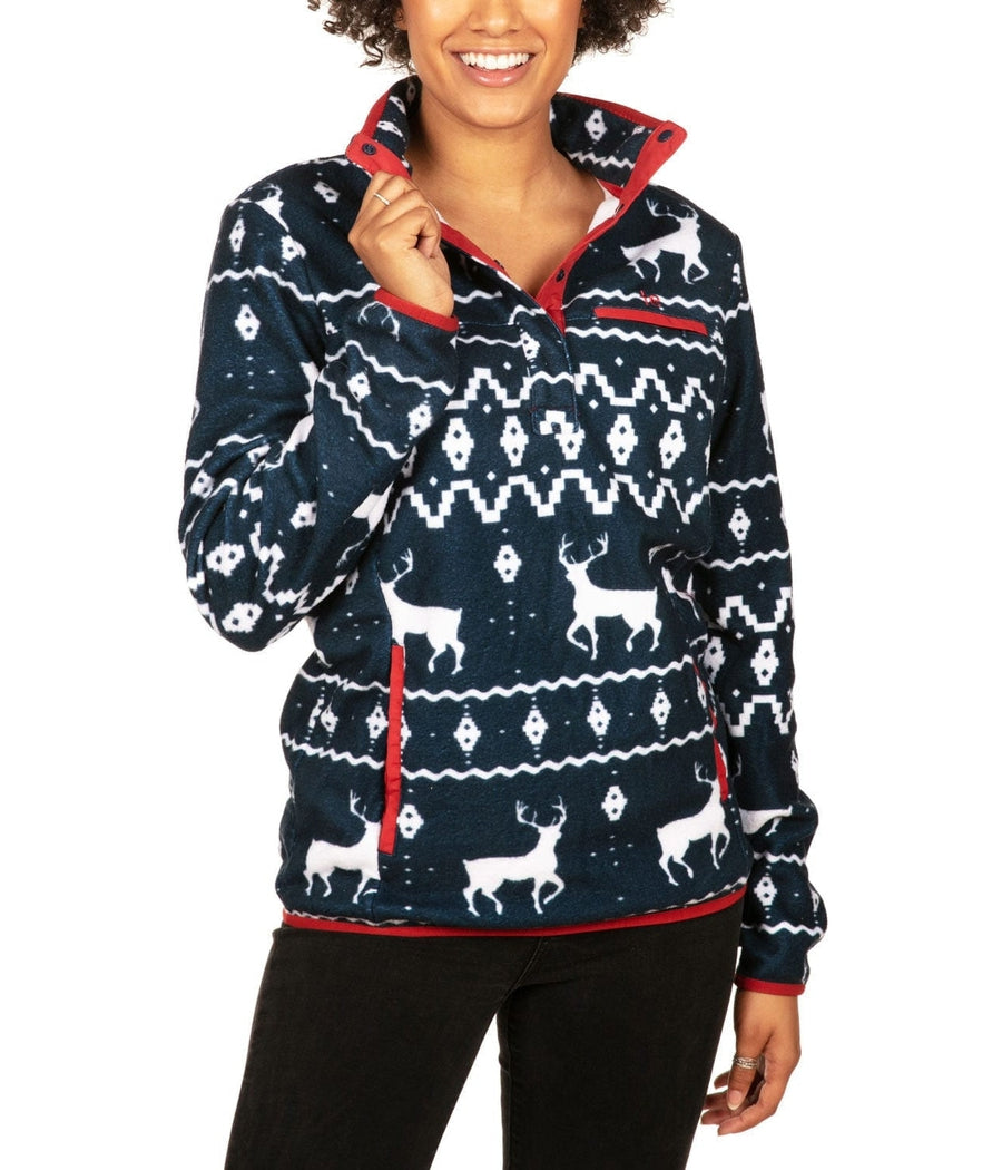 Women's Blue Reindeer Fleece