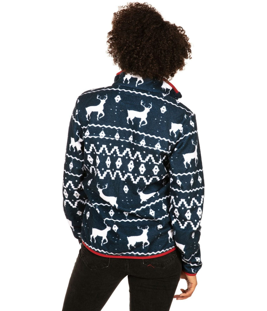 Women's Blue Reindeer Fleece Image 3