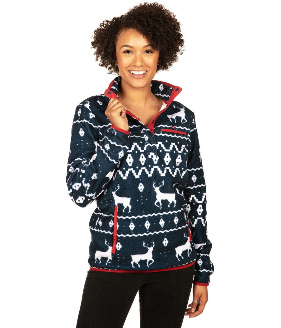 Women's Blue Reindeer Fleece