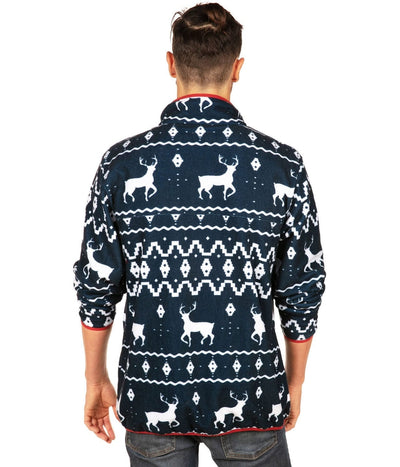 Men's Blue Reindeer Fleece Image 2