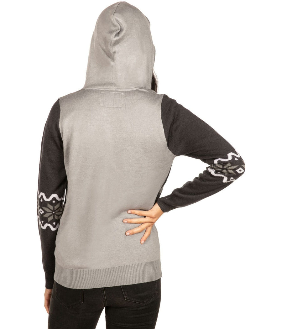 Women's Winter Moose Zip Up Hooded Sweater