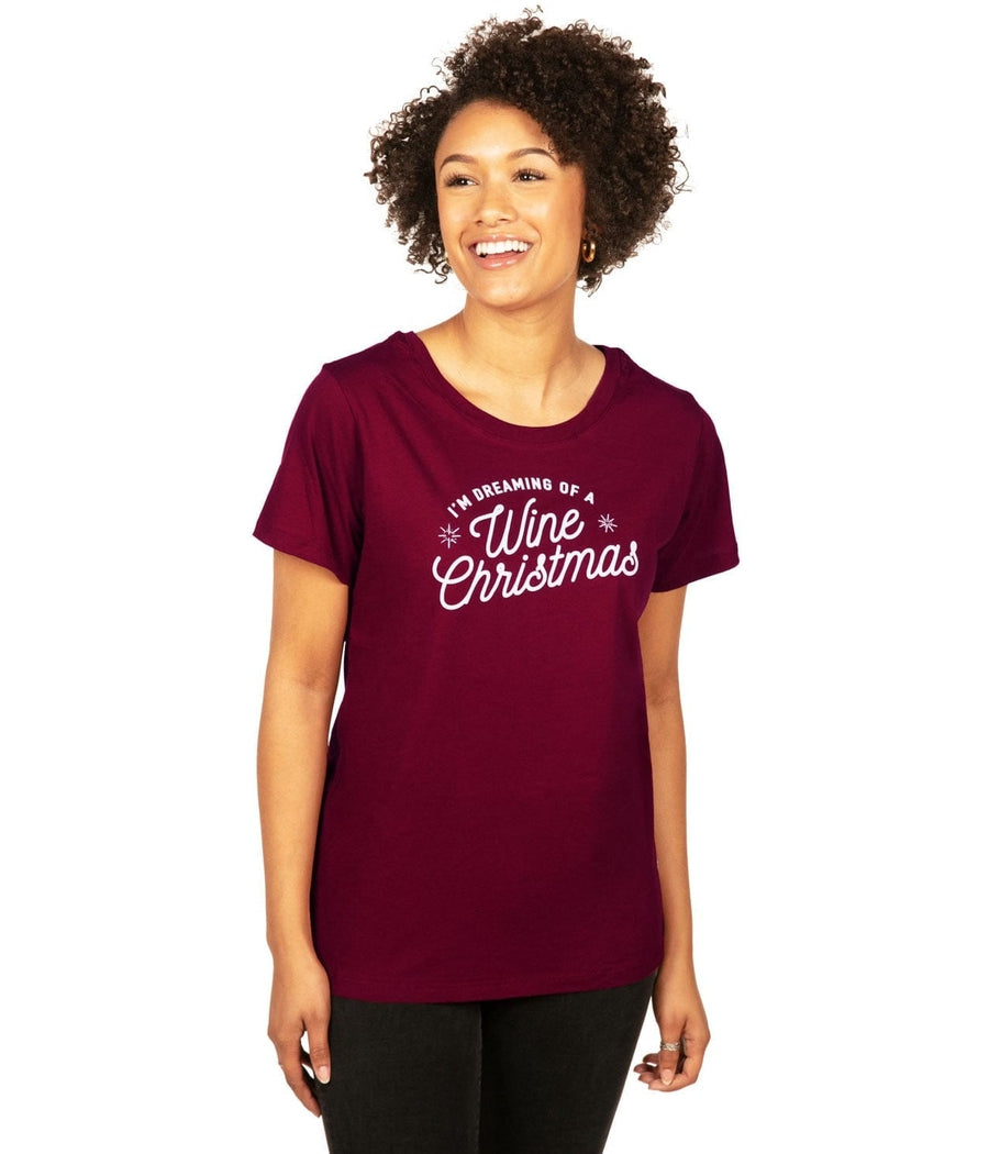 Women's Dreaming of a Wine Christmas Tee Image 2::Women's Dreaming of a Wine Christmas Tee