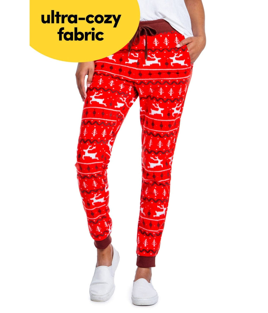 Women's Red Reindeer Jogger Sweatpants