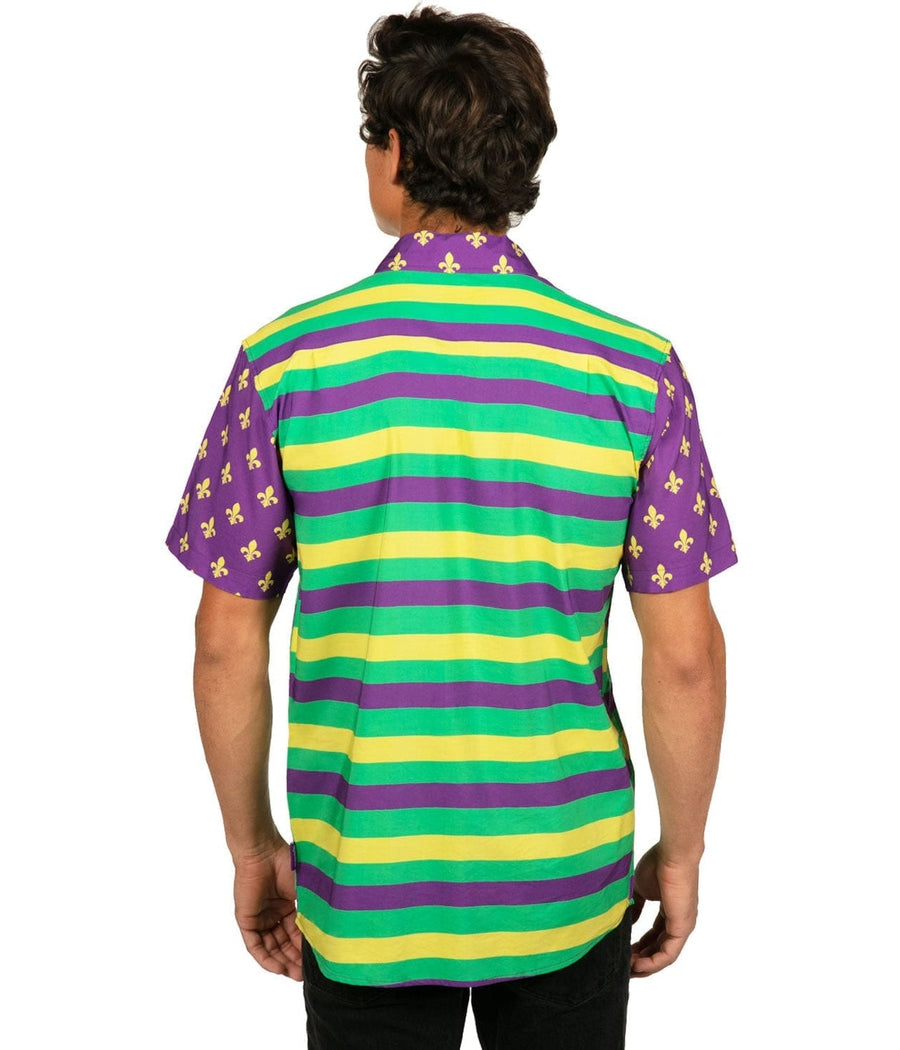 Men's Mardi Gras Flag Button Down Shirt Image 3