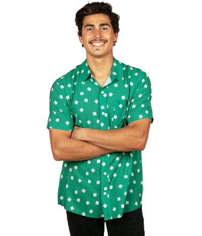 Men's Green Crushin' Clovers Button Down Shirt Image 4