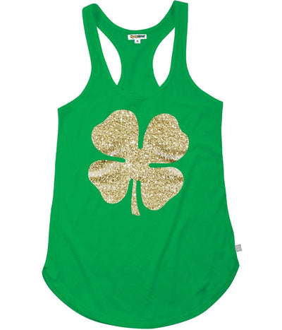 Women's Glitter Clover Tank Top Image 4