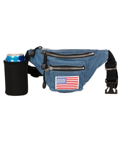 Blue Jean Buckle Fanny Pack with Drink Holder