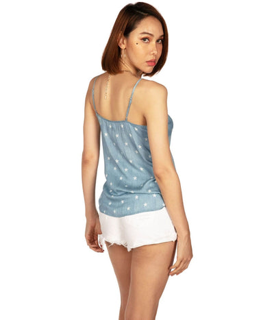 Women's Chambray Flag Button Down Tank Top