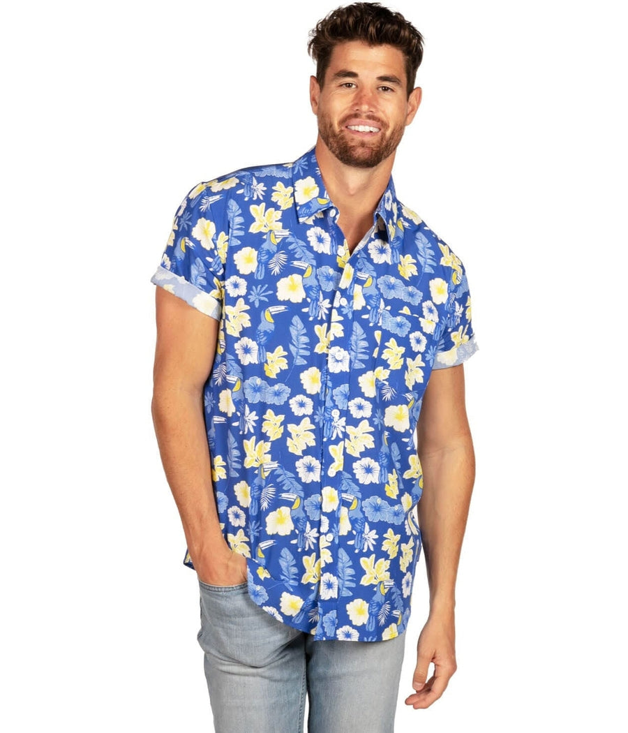 Men's Blue Botanics Hawaiian Shirt Image 2