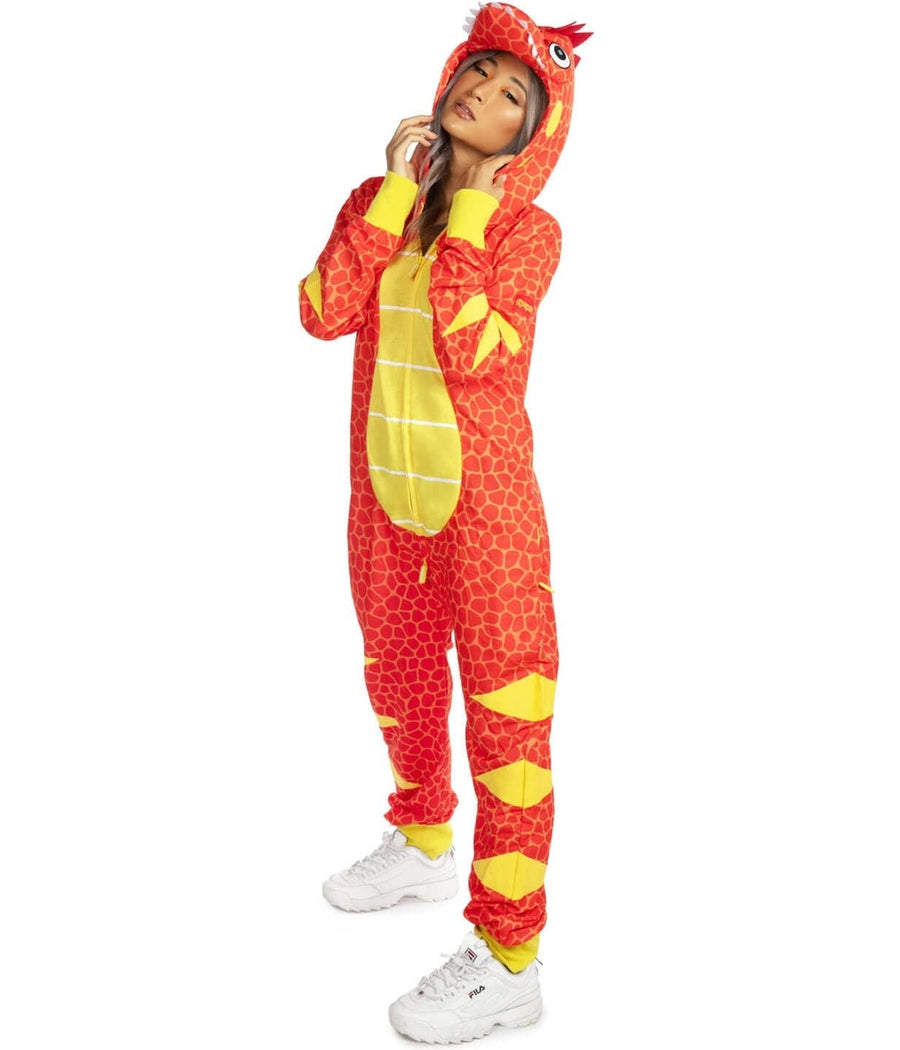 Women's T-Rex Dinosaur Costume | Fun Halloween Adult Costume | High Strength & Durable Material | Red