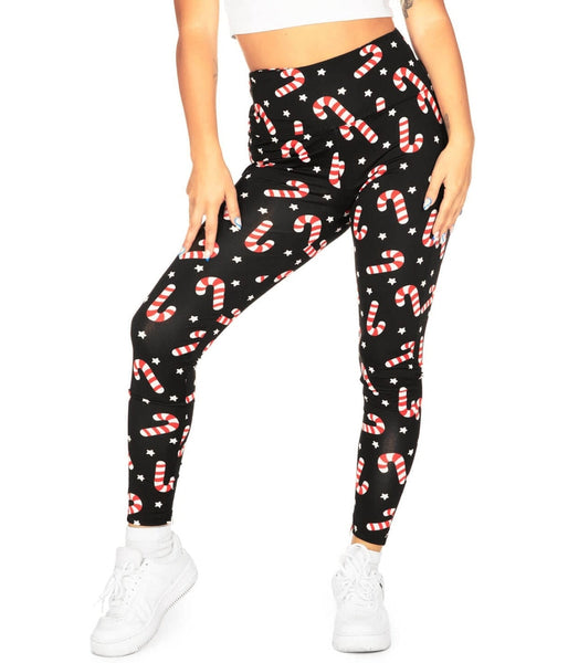 Candy Cane High Waisted Leggings: Women's Christmas Outfits