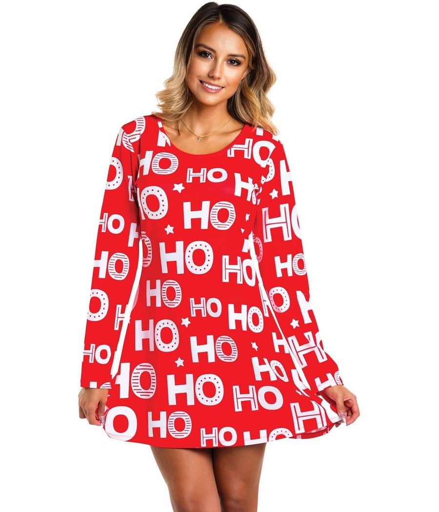 Ho Ho Ho Women's Christmas Long-Sleeve Dress | Tipsy Elves