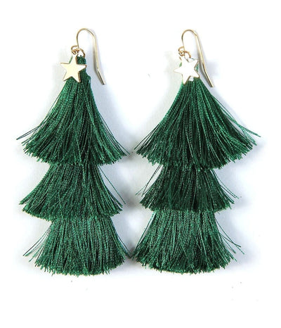 Christmas Tree Tassel Earrings