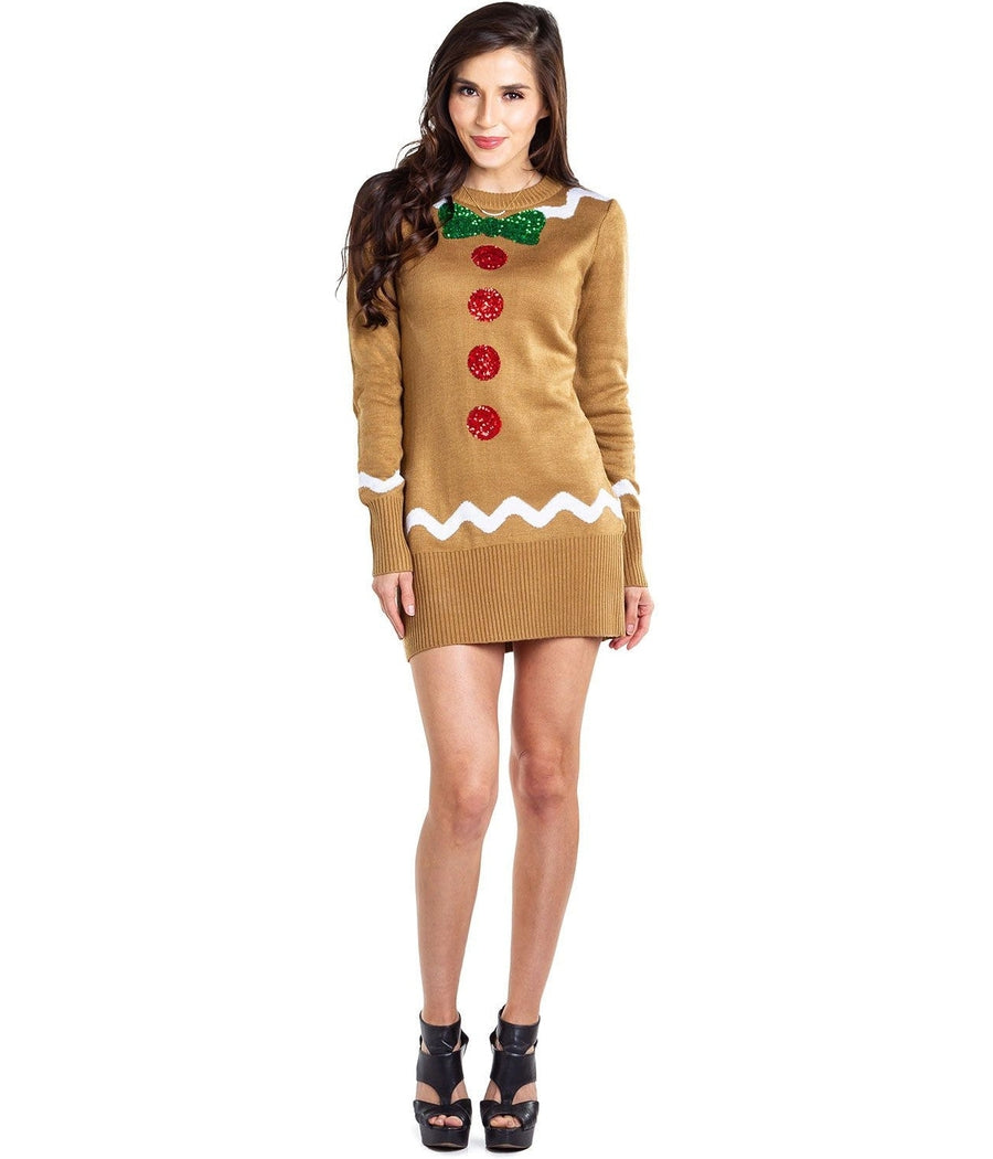 Tipsy Elves Women's Gingerbread Sweater Dress