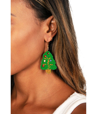 Beaded Christmas Tree Earrings Image 2