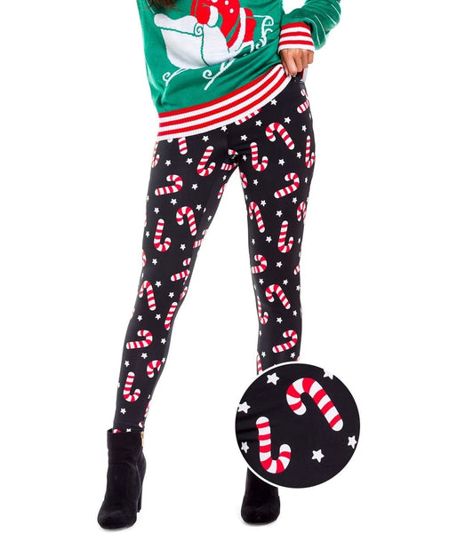 Girls candy cane leggings sales