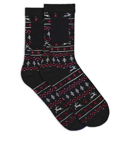 Men's Black Fair Isle Socks with Pocket (Fits Sizes 8-11M) Primary Image